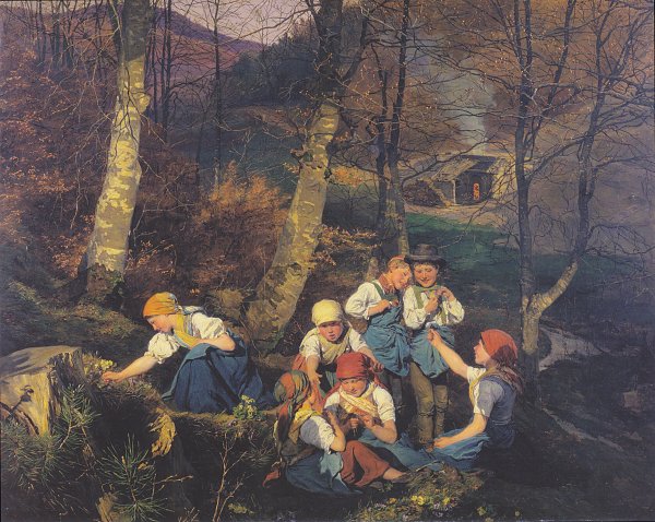 Ferdinand Georg Waldmueller Die Veilchenpfluecker Vorfruehling im Wienerwald Wandbild